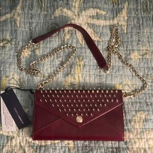 NWT Rebecca Minkoff Studded Burgundy Crossbody Bag